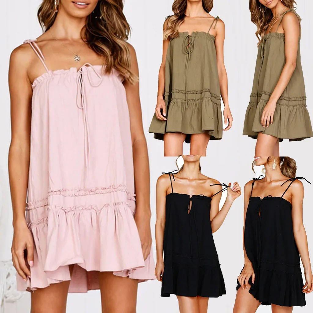 Vestidos Verano 2019 сексуальные женские повседневные платья без рукавов Свободные