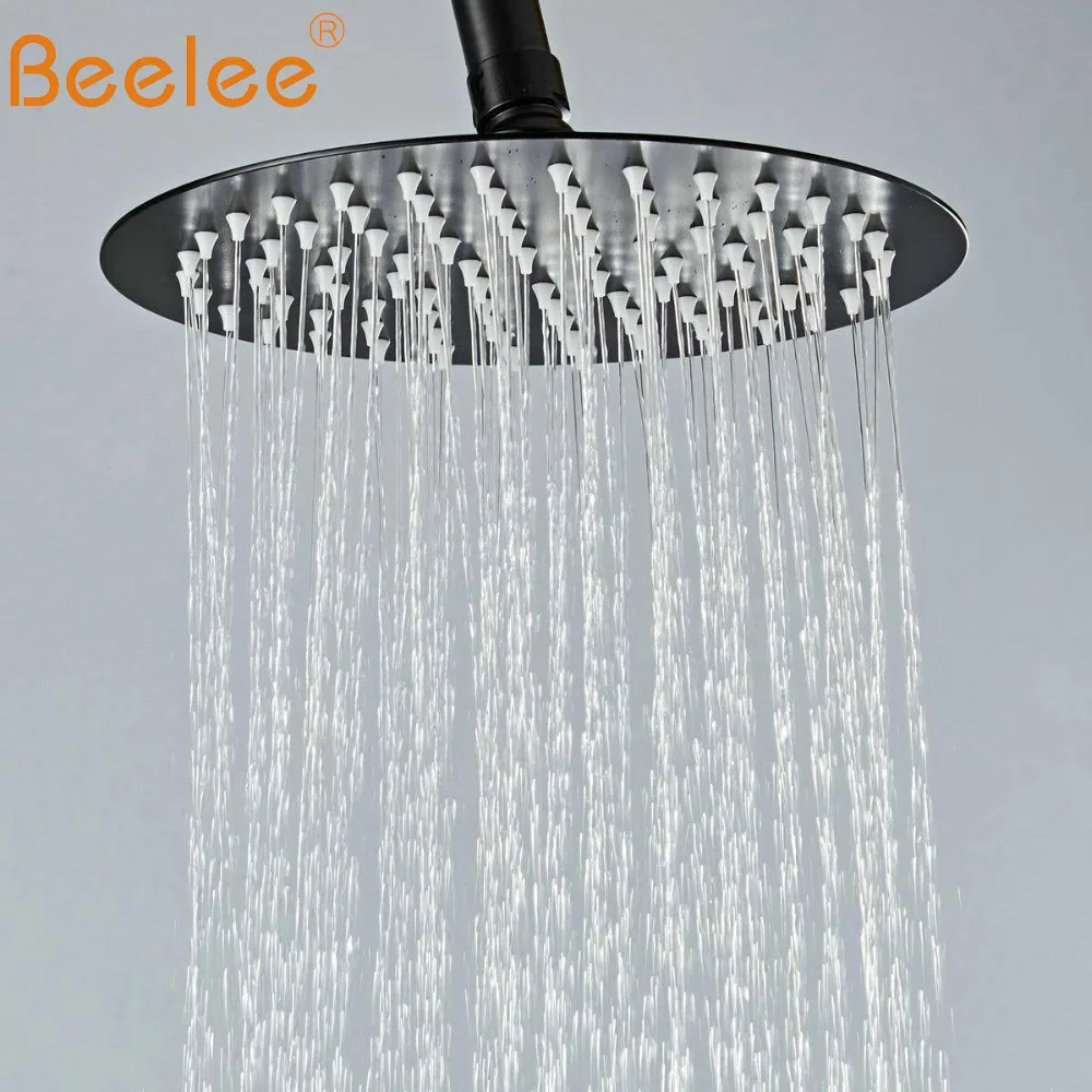 

Beelee Stainless Steel High Pressure Shower Head with Matte Black Surface,Ultra Thin Waterfall Full Body Coverage Sprayer HS10B
