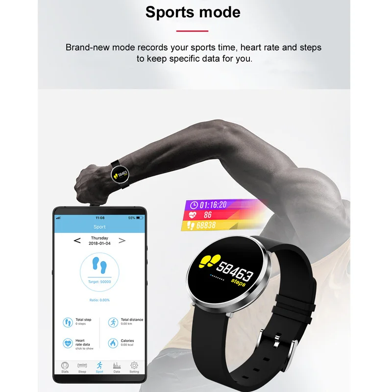 Наручные часы с монитором кровяного давления Bluetooth мужские водонепроницаемые