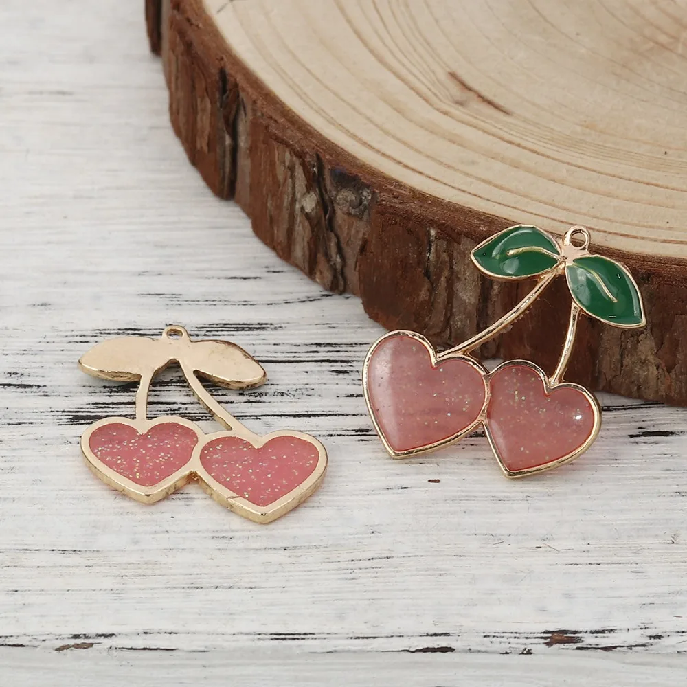 DoreenBeads подвески из сплава цинка вишневые фрукты Золотая установка красная