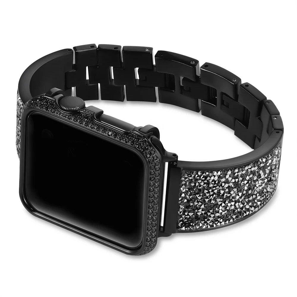 URVOI Блестящий ремешок для Apple Watch series 5 4 3 2 1 iwatch роскошный блестящий циркониевый