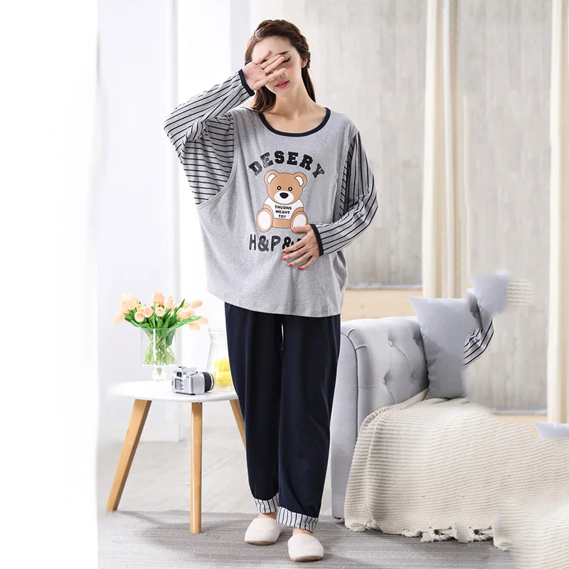 Плюс большой размер XXL хлопок Материнство пижамы для беременных женщин кормление