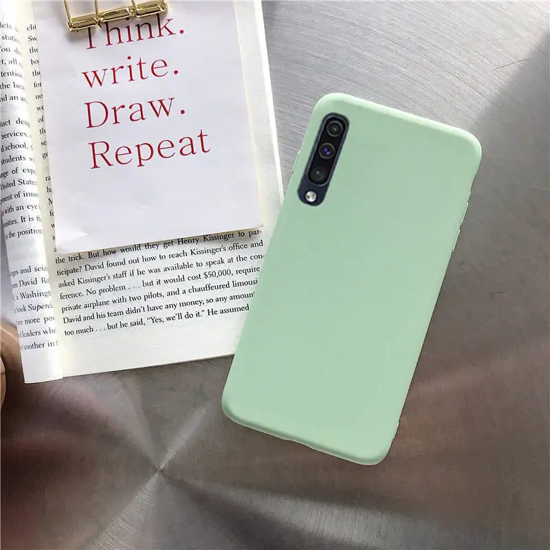 green Однотонного яркого цвета для силиконовый чехол для samsung galaxy m10 M20 A10 A30 A50 A40 A70 M30 A40S A20 a80 a7 a20e на заднюю панель для телефона - Цвет: green