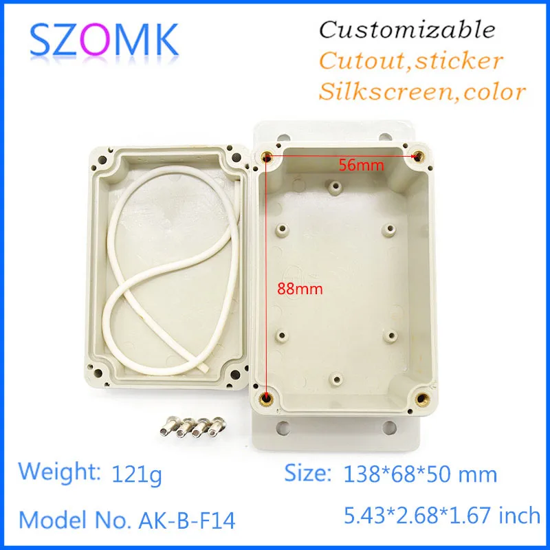 1 шт. водонепроницаемый настенный корпус из АБС пластика для электроники 138*68*50