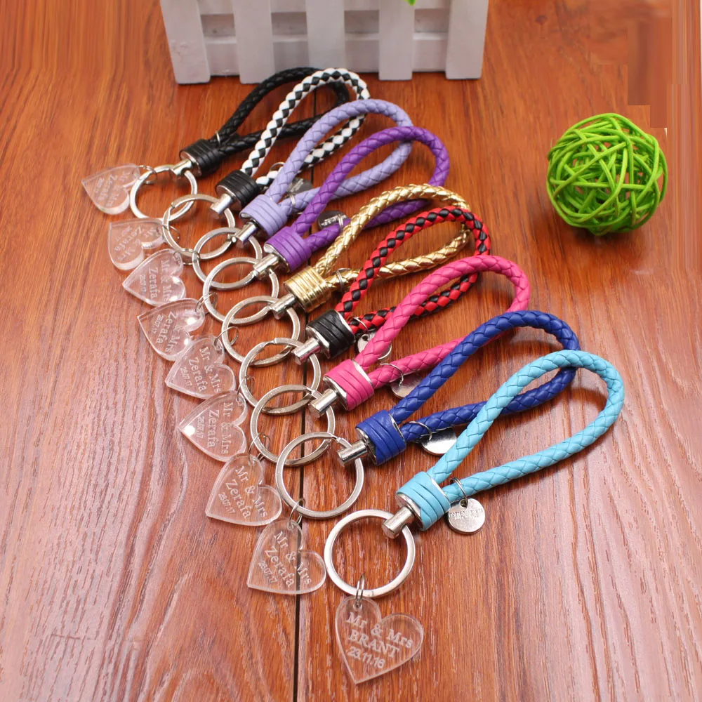 Прозрачный персонализированный брелок с лазерной гравировкой для ключей Love Heart