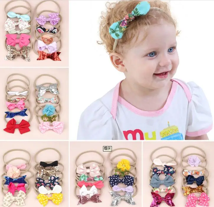

2019 Newborn Hair Bow Headband Princess Girls Flower Nylon Headbands Kids Party Gifts photography Hair Accessories 100pc/lot