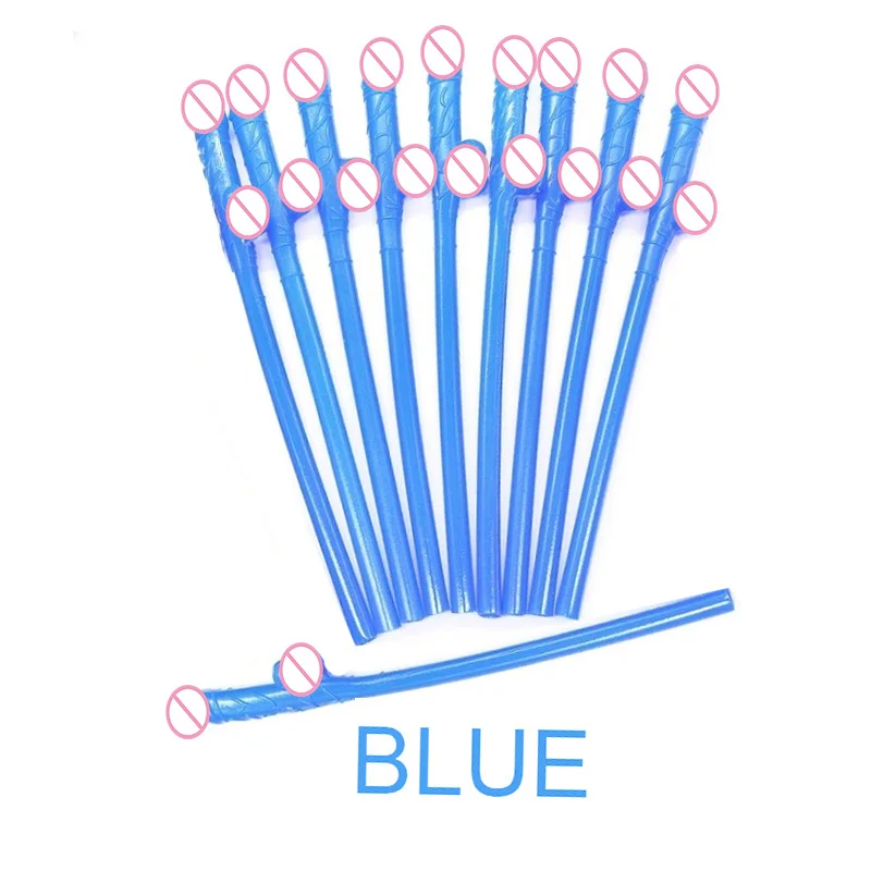 blue 10 шт трубочки для напитков в виде пениса для девичника Сексуальная Девичья ночь Вилли пенис Новинка Обнаженная соломинка для бара принадлежности для вечеринки-девичника - Цвет: blue