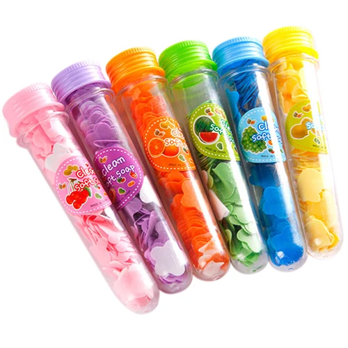 Outdoor Body Washing paper soap BathTest Tube Confetti Foaming Flower Paper Soap Slice Case Travel Cleaning Box paper soap sheet