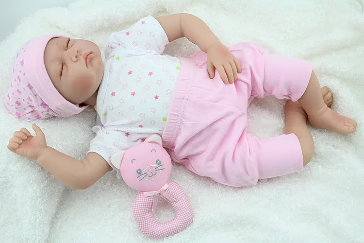 55 см силиконовые куклы reborn babies закрытые глаза спящие Новорожденные Детские