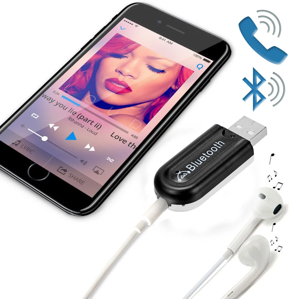 ONEVER 3.5 мм Bluetooth гарнитура для авто A2DP Музыка Аудио приемник AUX двойной Выход