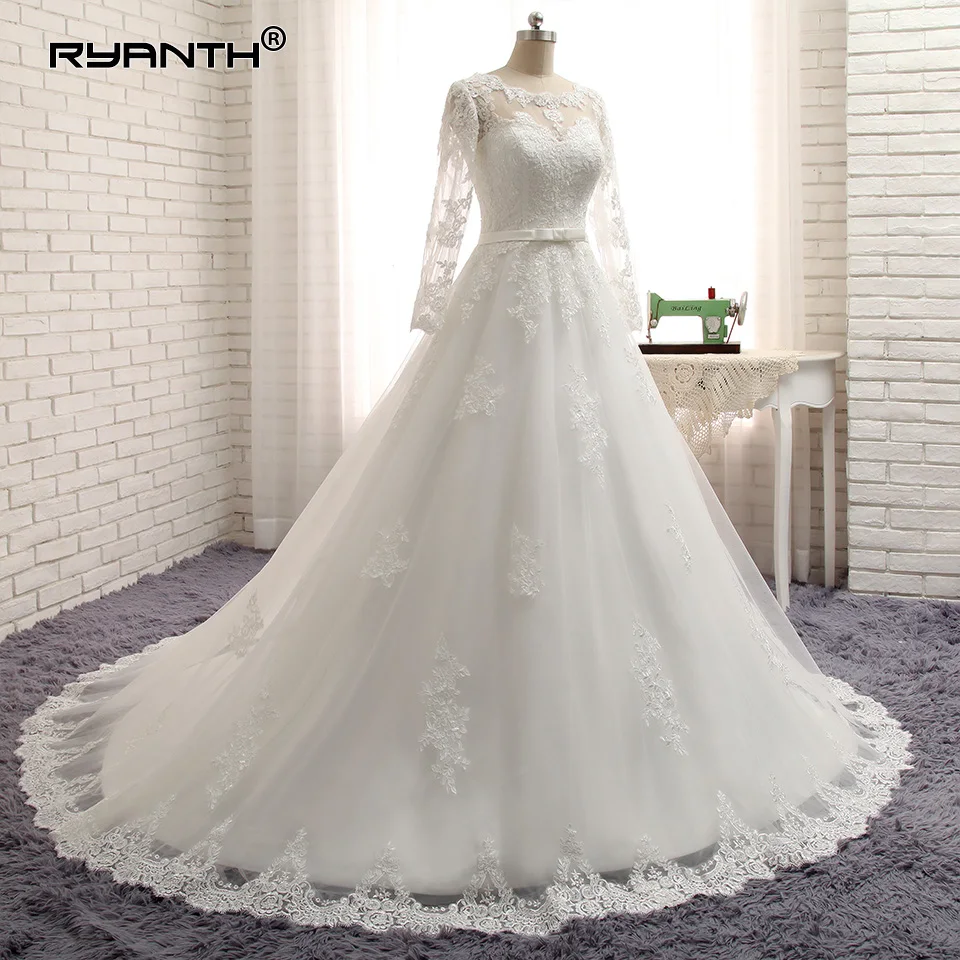 

Cheap Vestido De Noiva 2019 Hot Long Sleeves Lace Bohemian Wedding Dress Custom Made Plus Size Princess Ball Wedding Gowns