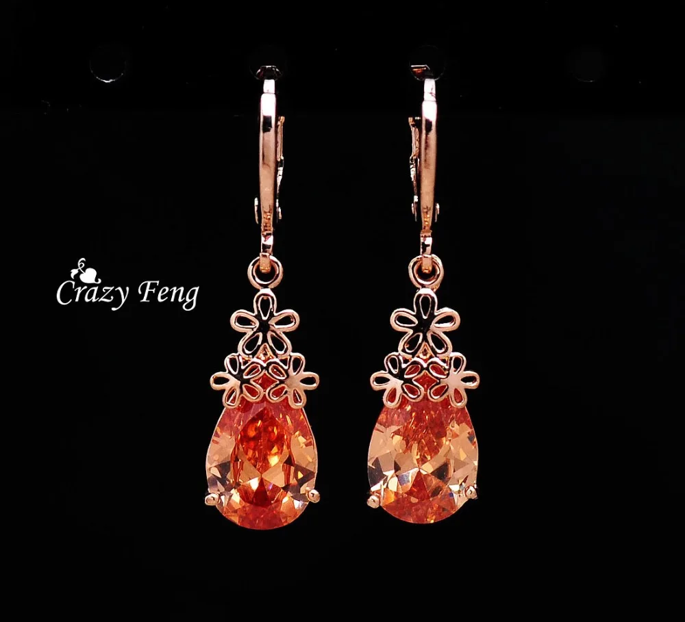 Crazy Feng (Лея фенг) в виде капли воды серьги для женщин/Одежда девочек розового