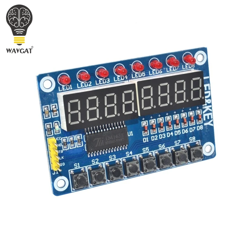 TM1638 модуль ключ Дисплей светодиодной лампой для AVR Arduino 8 бит цифровой светодиодный трубчатая лампа 8-Bit WAVGAT