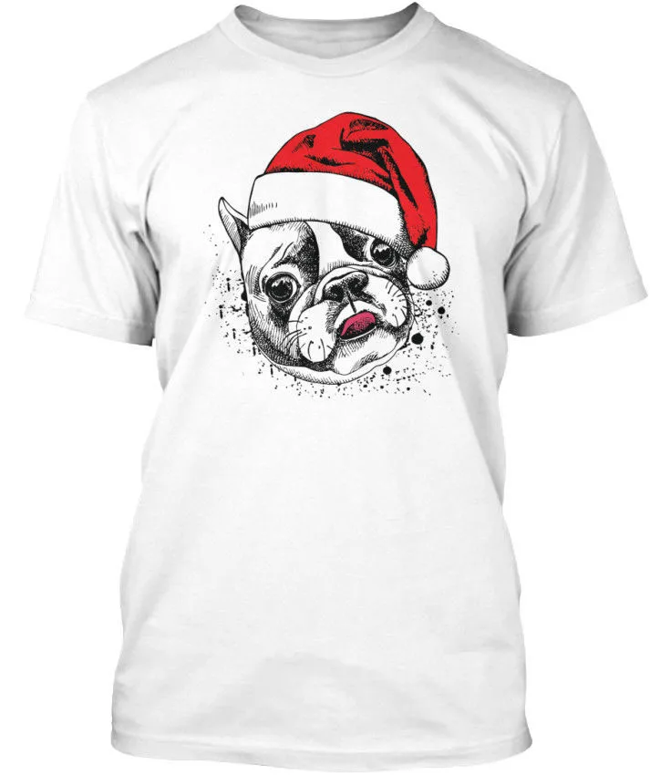 Cooll Французский бульдог в шляпе Санта-Клауса Stylisches Футболка (S-5XL) Дискретная
