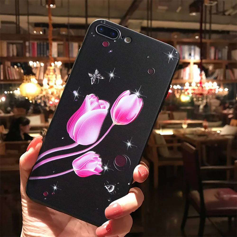 Чехол с объемным тиснением и цветочным рисунком для iPhone XR 6 6S 7 8 Plus 5 5S для iPhone 11 Pro XS Max для iPhone X чехол TPU Capa - Цвет: yujinxia