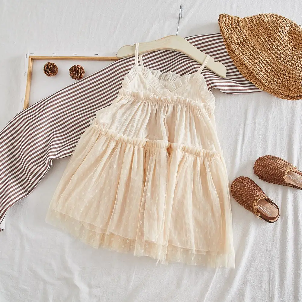 Girls Baby Dot Patchwork V Neck Sundress Holiday Summer Ins Fashion Clothing Candy Color Lovely Kids Ruffles New Dresses | Детская