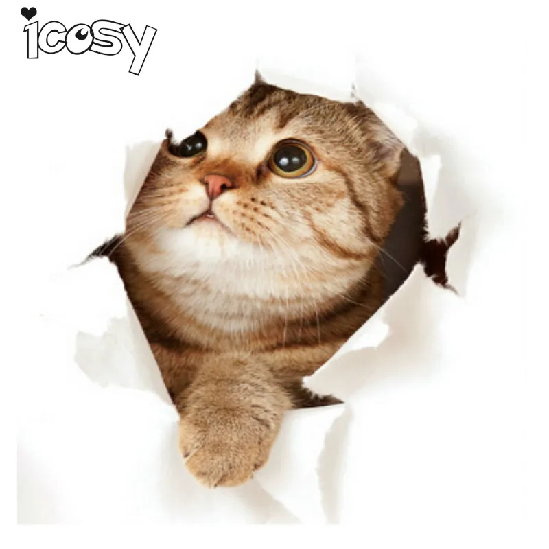 Icosy креативные Мультяшные животные кошка фигурка ПВХ Магнитные наклейки магниты