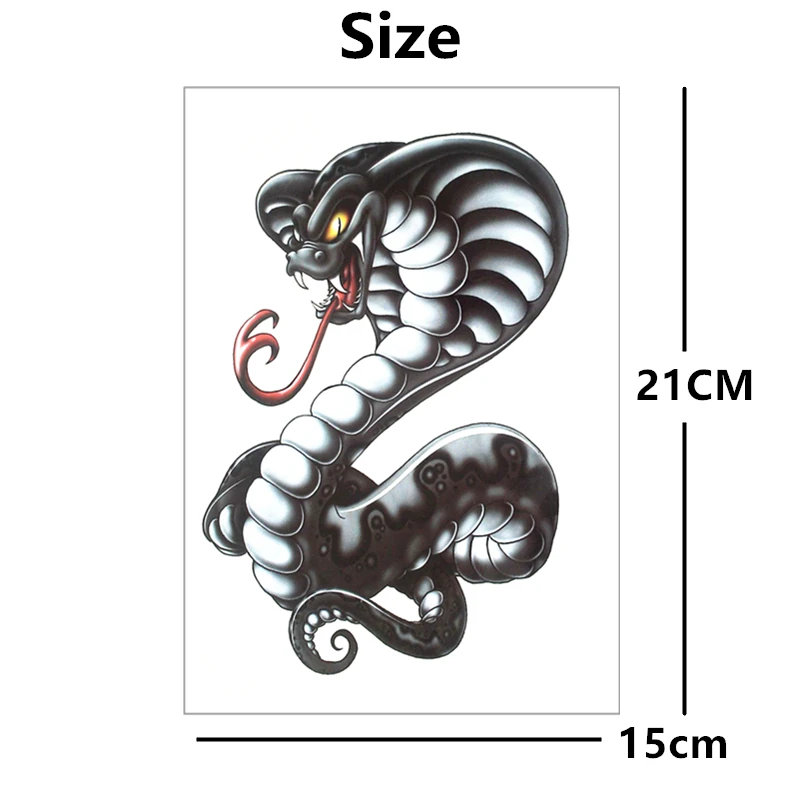 SHNAPIGN Кобра африканская временная татуировка боди-арт флэш-тату наклейки 21*15 см