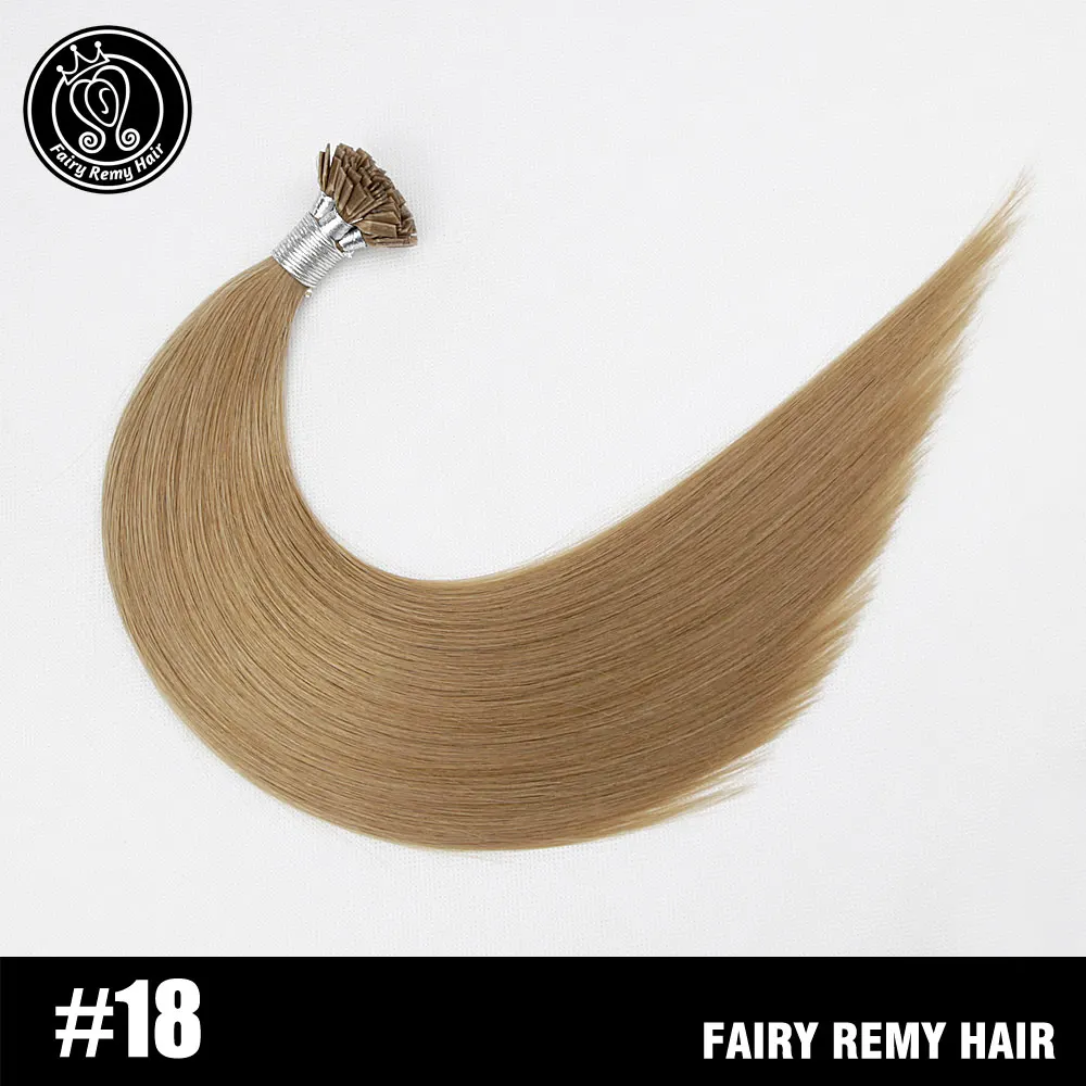#18 Феи remy волосы 0,8 г/локон 1" Remy плоский кончик кератиновые человеческие волосы расширение европейские натуральные волосы на капсуле fusion волосы 50 s/pac - Цвет: #18