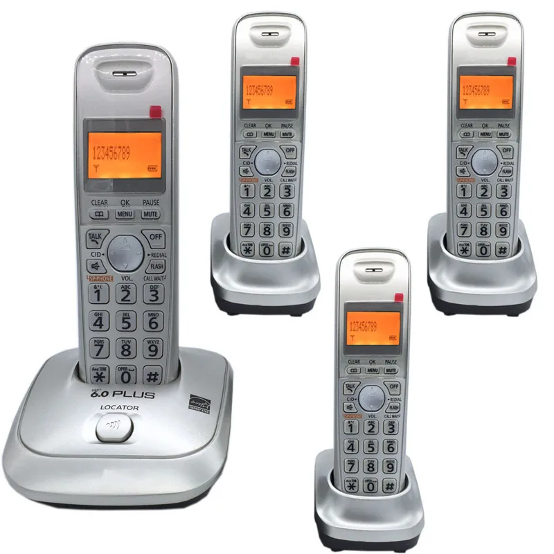 Four Phones Английский язык DECT 6,0 Plus 1,9 ГГц цифровой беспроводной телефонный звонок ID Handfree DEL беспроводной домашний телефон для офиса Бизнес - Цвет: Four Phones