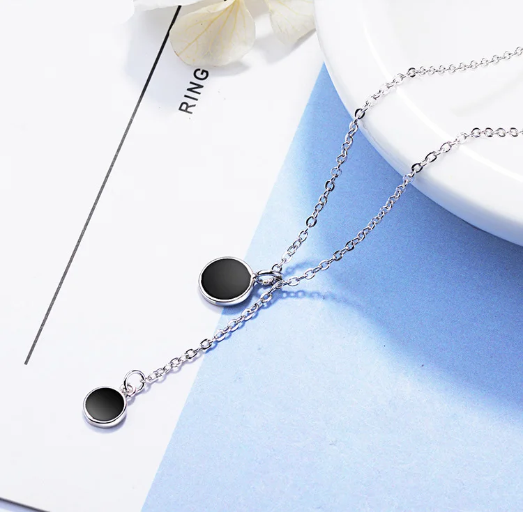 Натуральная 925 серебро Цвет простая черная резинка цепь ожерелья и подвески для