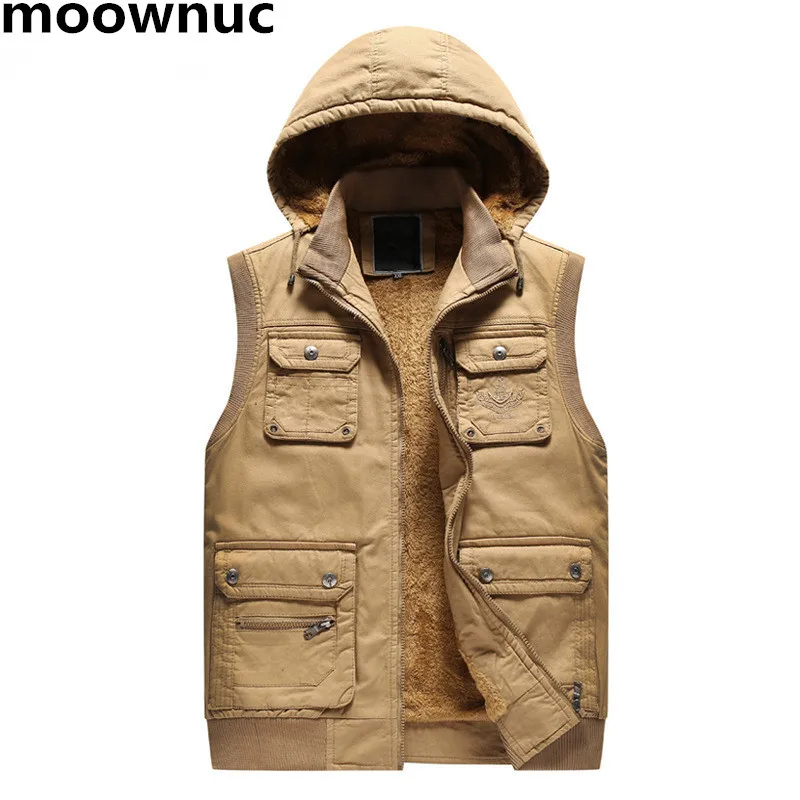 

2018 New Stylish Autumn Winter casual thick Vest Men High Quality Hooded Warm mens Sleeveless cotton Jacket fleece Waistcoat Men