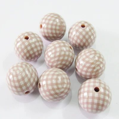 

Newest! Wholesale 20mm 100pcs/bag Acrylic Printed Chequer &Plated Clear UV Beads For Chunky Kids Necklace