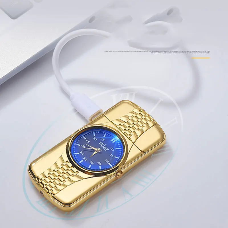 Крутые светящиеся часы плазменная Зажигалка двойная дуга USB зарядка Электронная