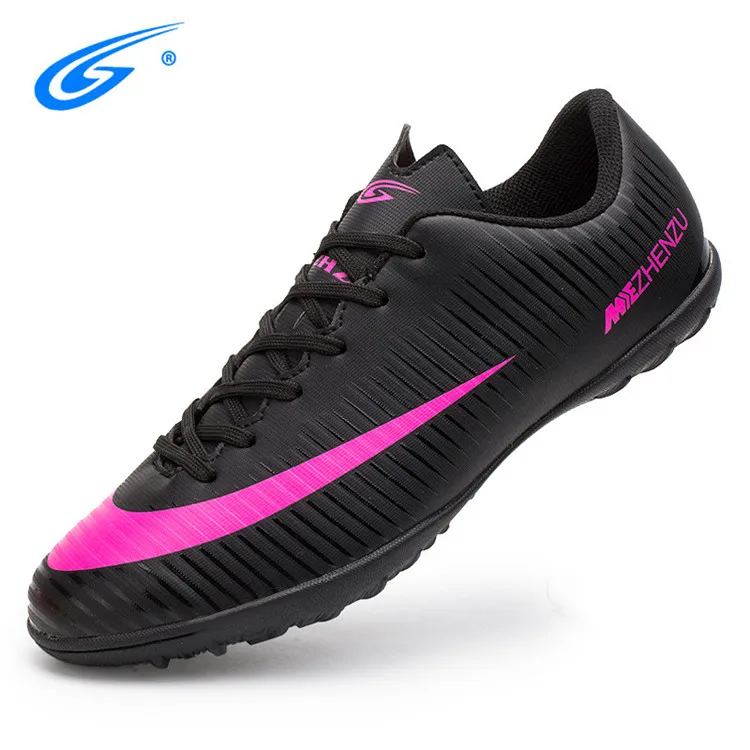 ZHENZU Eur 28-40 детские футбольные бутсы для дома, футбольные бутсы, TF жесткие кроссовки, спортивная обувь для тренировок - Цвет: Черный