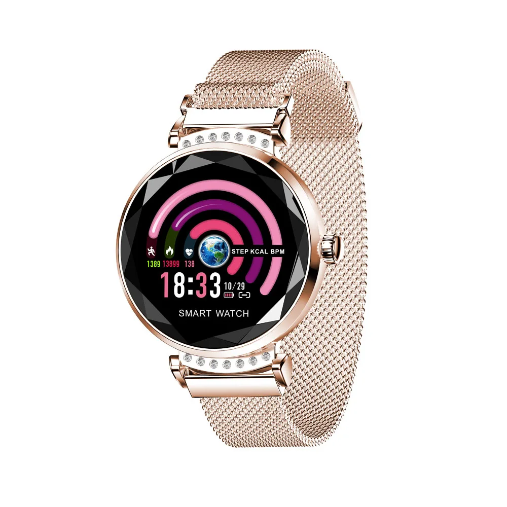 Золотой TimeOwner H2 Роскошный Смарт-браслет для женщин с 3D бриллиантовым стеклом пульсометр кровяное давление монитор сна водонепроницаемые Смарт-часы - Цвет: Золотой