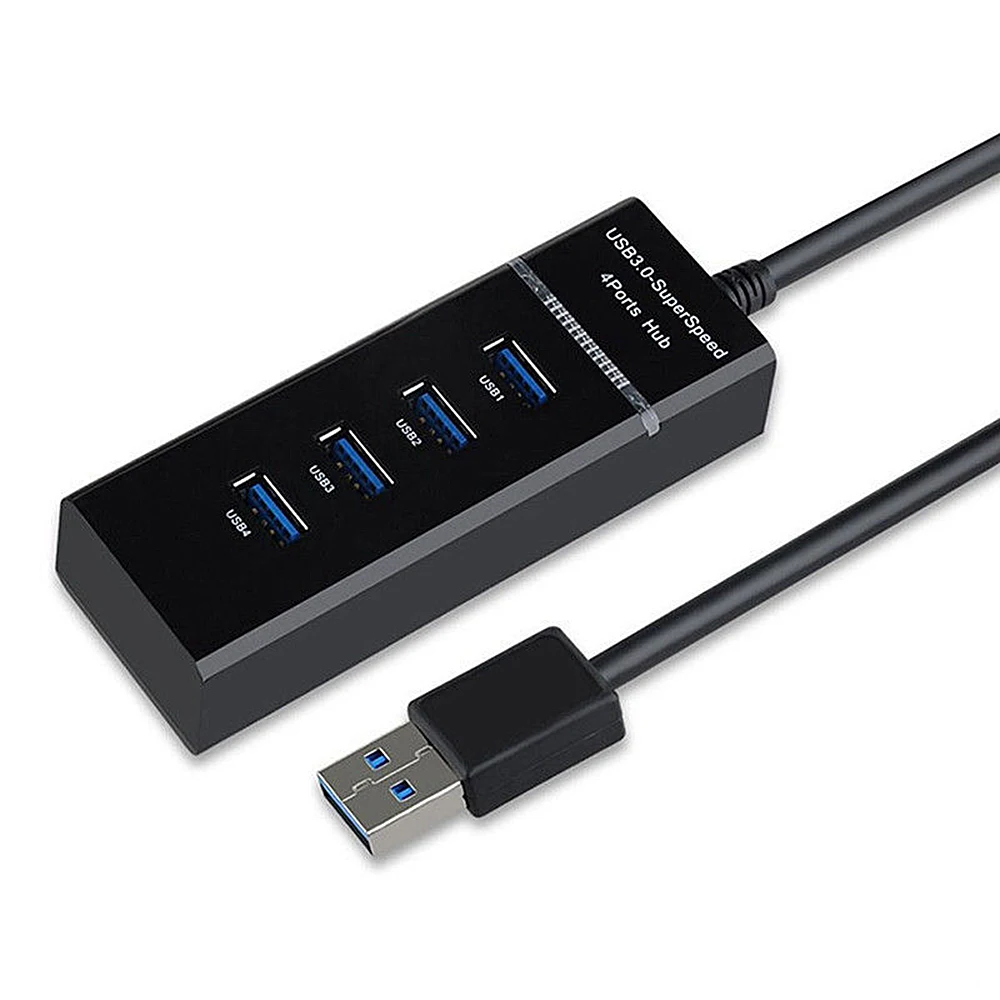 Черный 4 порта USB3.0 концентратор компьютера USB мульти-usb-концентратор USB разветвитель один для MacBook Pro для Linux/Windows - Цвет: Черный