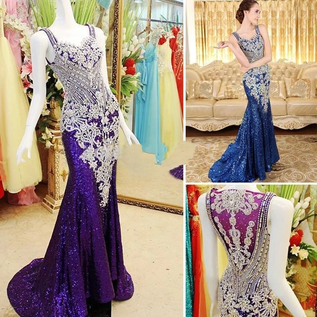 

Delicate 20167 Designer Floor Length Beaded Crystal Mermaid Sweeteart Red Carpet Evening Dresses/ Prom Dresses RE057