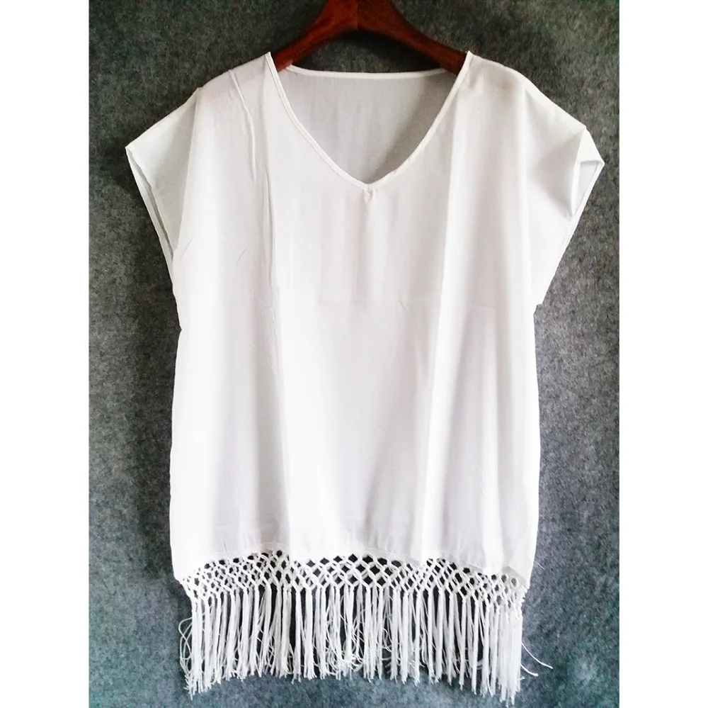 Новинка 2021 накидка для купания Пляжная с кисточками парео пляжная одежда туника