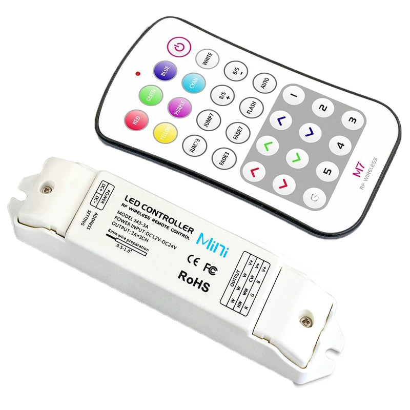 

LTECH New 2.4Ghz RF Remote Wireless Touch Panel DC12V 24V Input 9A 216W Output RGB LED Controller for 5050 3528 LED Strips Use