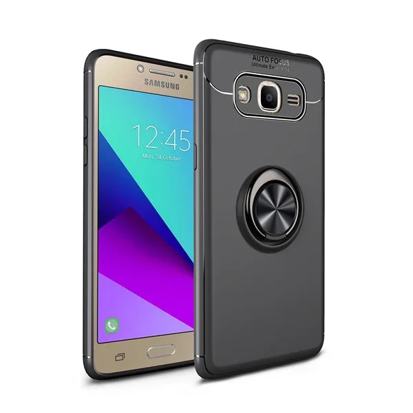 Черный Чехол для samsung Galaxy J3, J300, J310, J320, с кольцом на палец, с магнитным держателем, задняя крышка для телефона, чехол для Galaxy J3 - Цвет: Черный