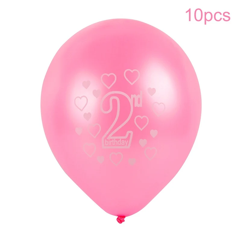 Pink QIFU 2 день рождения 2 года День рождения розовый синий латексные шары мальчик девочка 2 день рождения украшения дети Babyshower балон 2 - Цвет: Pink