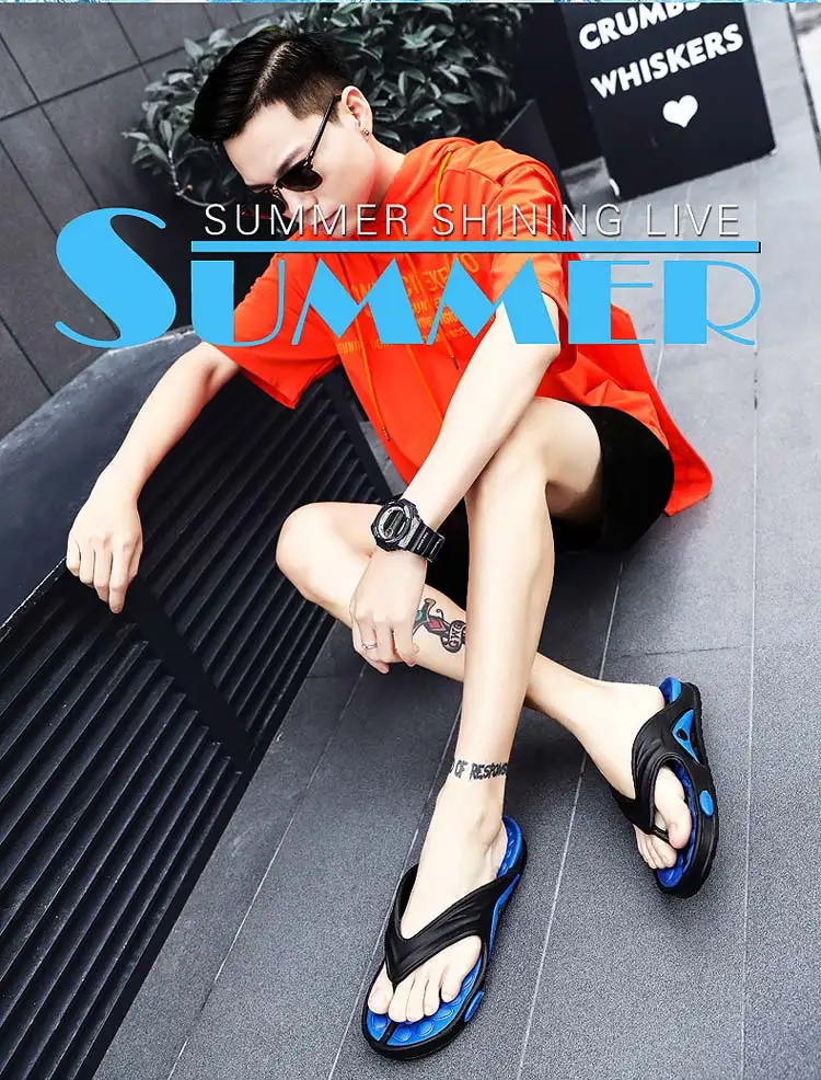 Summer Men Flip Flops Male Mixed Color Slippers Men Casual PVC EVA Shoes Summer Fashion Flats Comfortable Sandals Size 40~45