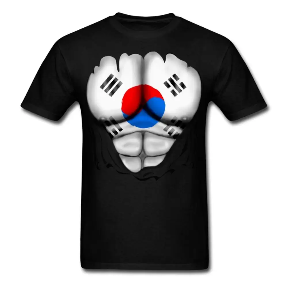 Южная Корея Флаг Ripped Мышцы мужская Футболка Свежий Дизайн Лето Хорошее Качество
