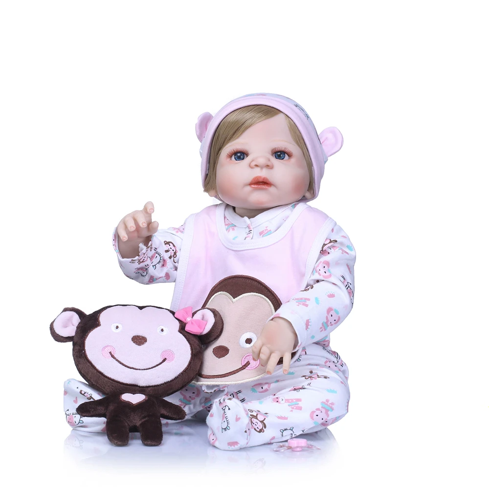 

23" New Design Lovely New Born Baby Girl Doll Toy 57cm Realistic Reborn Dolls Silicone Vinyl Full Body Alive bebe Boneca Reborns