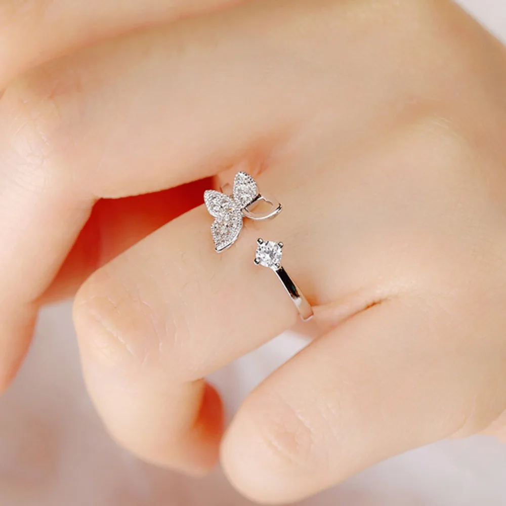 Аутентичные стерлингового серебра 925 Бабочка Кольца для Для женщин Fine Jewelry