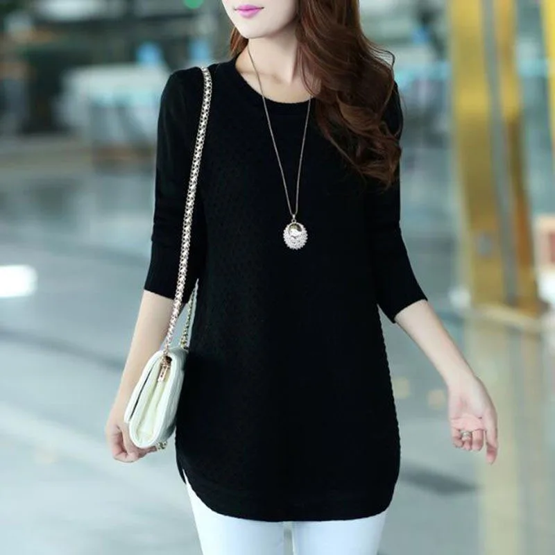 Женский свитер средней длины осенне-зимний пуловер повседневный студенческий