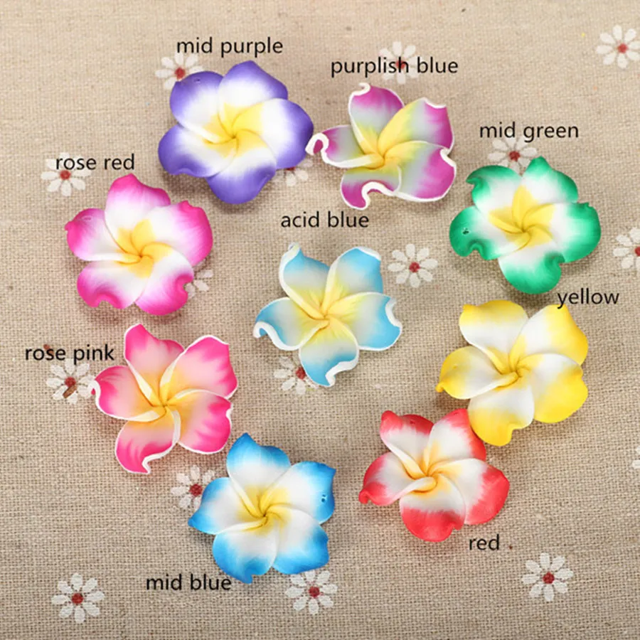 10pcs/lots 30mm Polymer Clay Bali Frangipani Plumeria Flower Charming Earrings Necklace Pendants Jewelry Making Diy Accessories - купить по