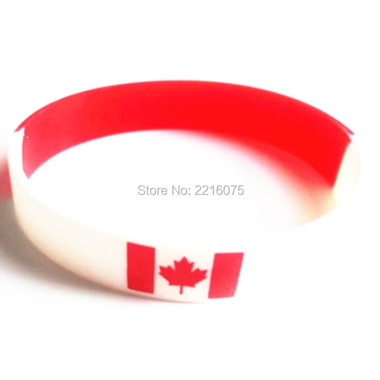 300 шт. красно-белые сегмент флага Канады браслет силиконовые браслеты Бесплатная