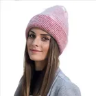 Мягкая Толстая шапочка oZyc с кроличьим узором, вязаные шапки, однотонные теплые зимние шапки для женщин, шапочки, облегающие шапки, женская шапка