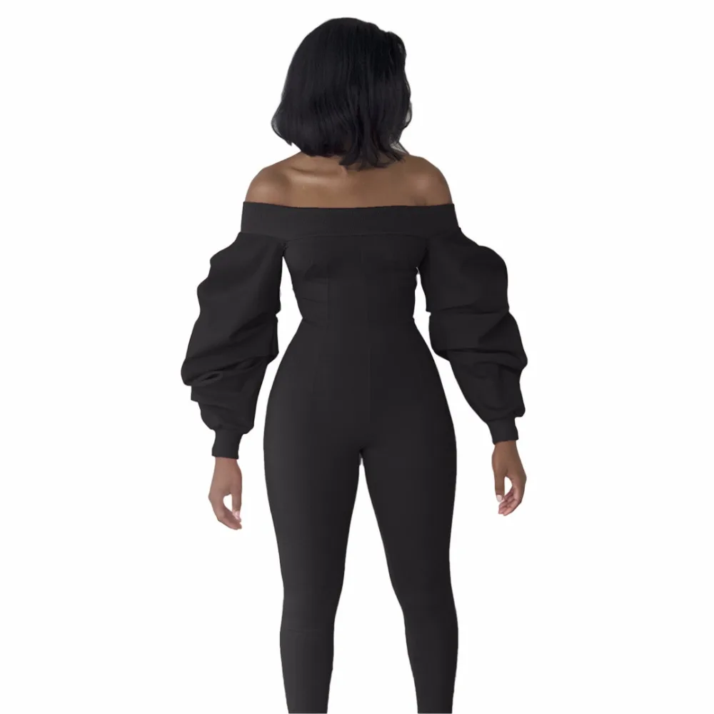 Горячая мода элегантный стиль 2019 bodycon комбинезон женский черный slash средства