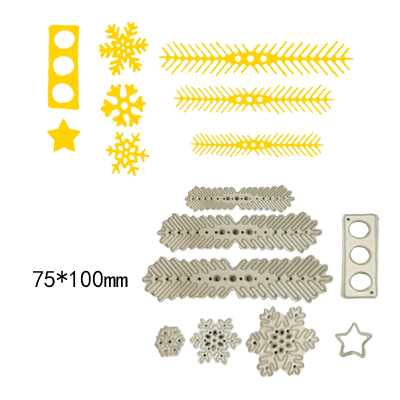 Снежинка и лист сосны Новинка вырезанные штампы фотоальбом скрапбукинг