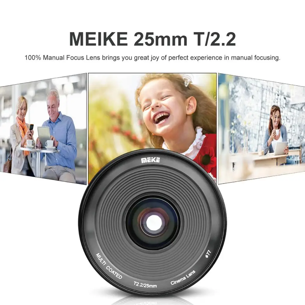 Объектив Meike 25 мм T2.2 с большой диафрагмой ручной фокус Prime Cine для Olympus Panasonic M43/Fujifilm X