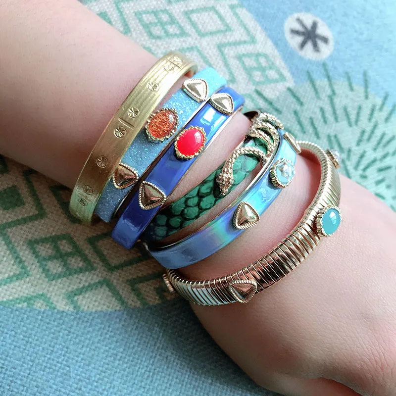 NeeFuWoFu snake Bracelets Copper spring bracelet Bangles Woman Gradient Manual for National Charm Jewelry Gift | Украшения и