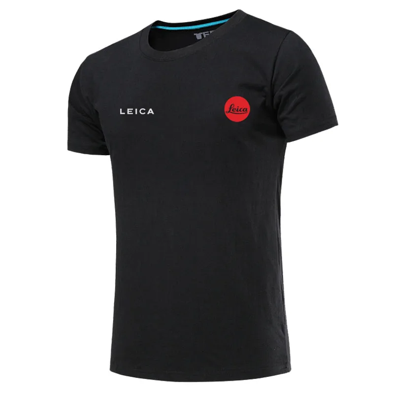 Leica logo t shirt Tee Casual Top 100% cotton Short Sleeve Clothes | Мужская одежда