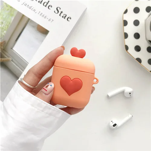 C Силиконовый чехол с милым сердечком для Apple Airpods, защитный чехол, Bluetooth, беспроводной чехол для наушников, чехол для зарядки - Цвет: C